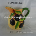 Ceramic teapot and cup set with olive pattern for wholesale